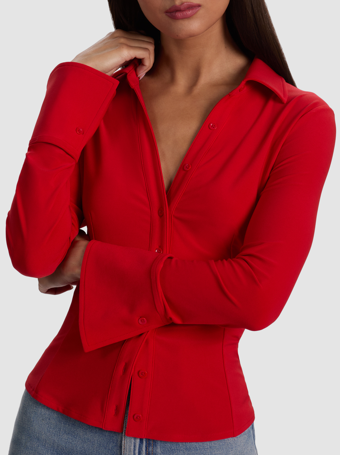 FREYA BUTTON DOWN TOP - CHILI PEPPER image 3 - ALICE + OLIVIA