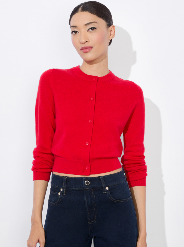 DOLLIE CARDIGAN - BRIGHT RUBY - Alice And Olivia