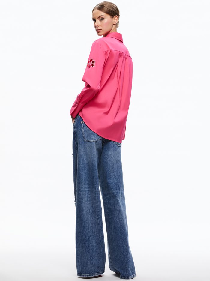 FINELY FLOWER EMBELLISHED BUTTON DOWN - CANDY image 1 - Alice And Olivia