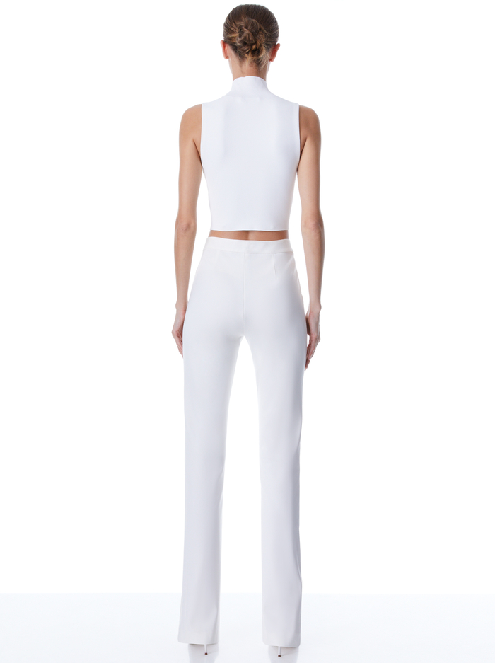 BRICE HIGH WAISTED SLIM FRONT SLIT PANT - ECRU image 1 - Alice And Olivia