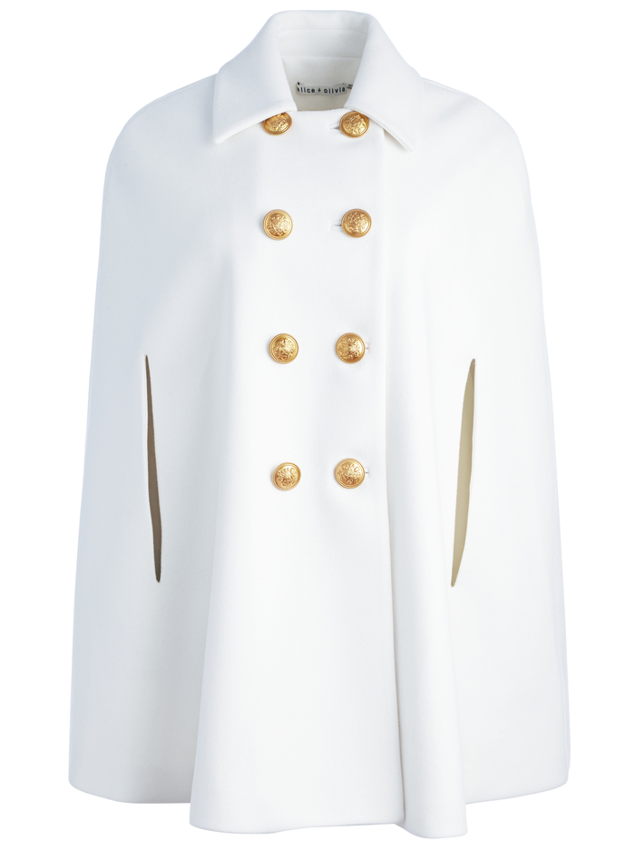REYNALDA DOUBLE BREASTED CAPE - ECRU image 5 - Alice And Olivia