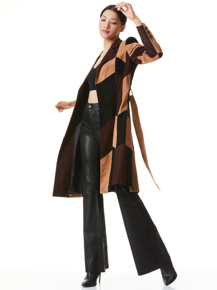KARLEY PATCHWORK SUEDE COAT - MULTI image 4 - Alice And Olivia