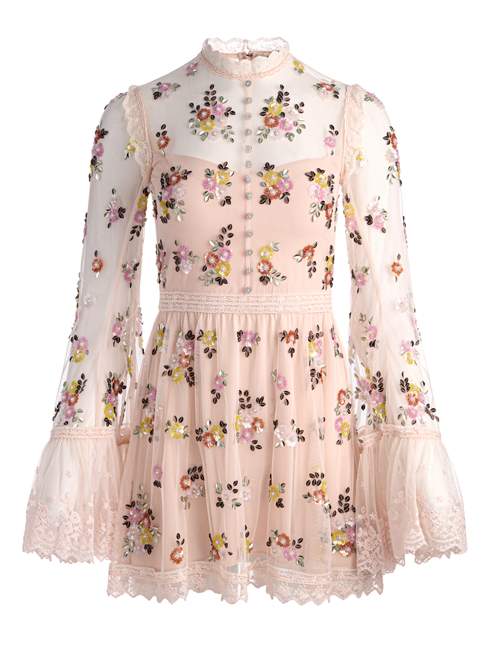 ALLEGRA EMBELLISHED LACE MINI DRESS - PALE PINK image 5 - ALICE + OLIVIA