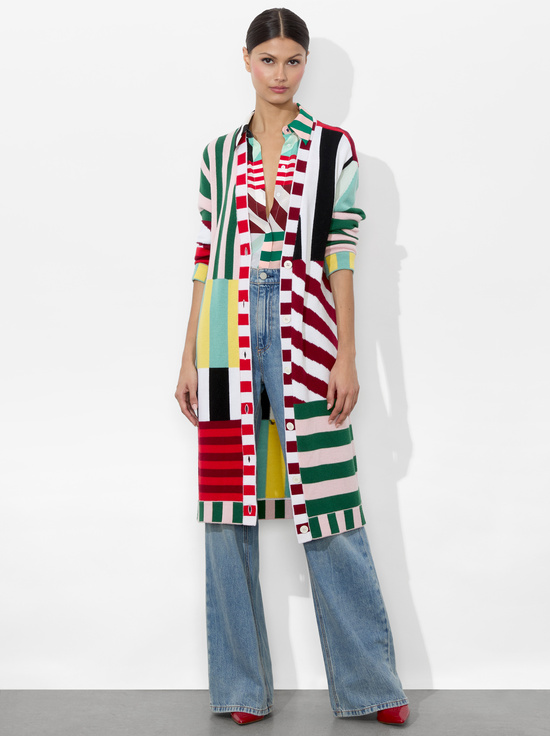 SORBET STRIPE-BRADFORD MAXI CARDIGAN