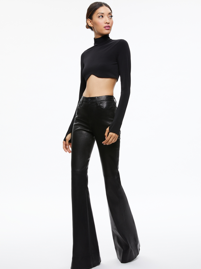 MELANGE CURVED CROPPED TURTLENECK - BLACK image 4 - Alice And Olivia