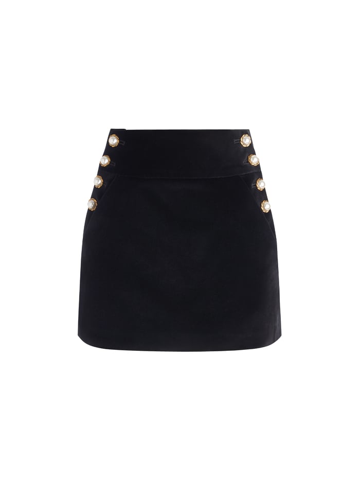 DONALD VELVET MINI SKIRT - BLACK image 5 - Alice And Olivia