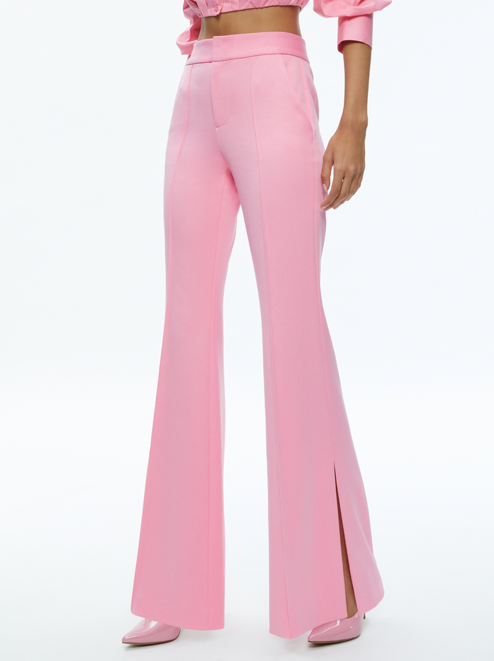 Mauve High-Waisted Side Slit Flare Pants with Pockets – SKNZ