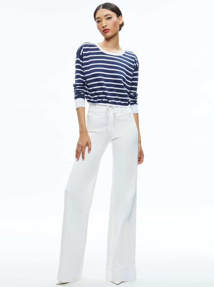 BERNETTA CROPPED DRAWSTRING PULLOVER - INDIGO/SOFT WHITE image 2 - Alice And Olivia