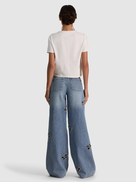 FIONA VINTAGE BLUE-AMAZING EMBELLISHED CUTOUT JEAN