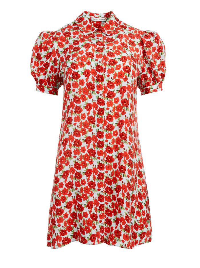 JEM FLORAL SHIRT DRESS - FORGET ME NOT SM BRIGHT POPPY image 5 - Alice And Olivia