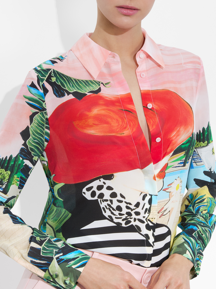 WILLA SILK BLOUSE - PALM BEACH image 3 - Alice And Olivia