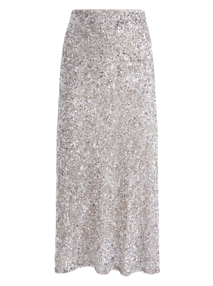 MAEVE SEQUIN KICK FLARE SLIP SKIRT - CHAMPAGNE/SILVER image 5 - Alice And Olivia