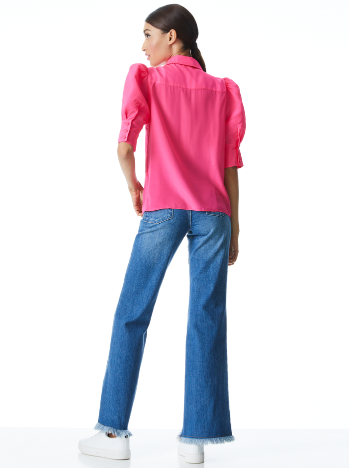 WILLA SCRUNCHED SLEEVE BLOUSE - WILD PINK image 1 - Alice And Olivia