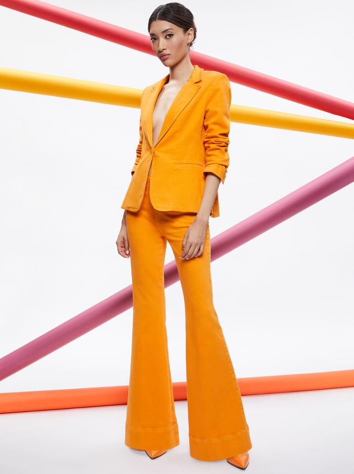 MACEY DENIM FITTED BLAZER - TANGERINE image 2 - Alice And Olivia