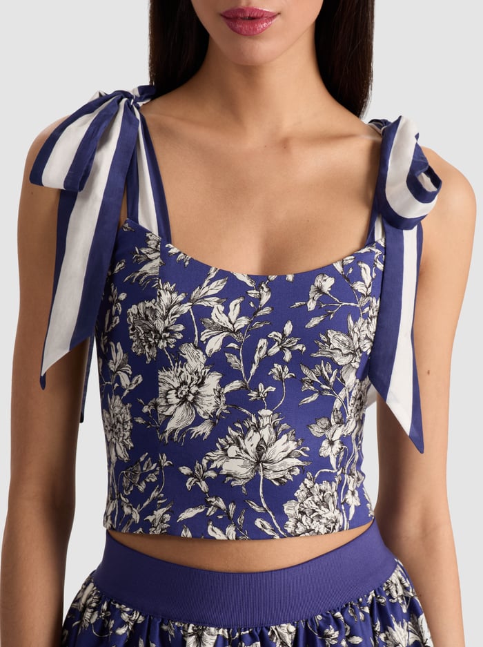 BLANCA TOP - BLOOMING WILD INDIGO image 3 - Alice And Olivia