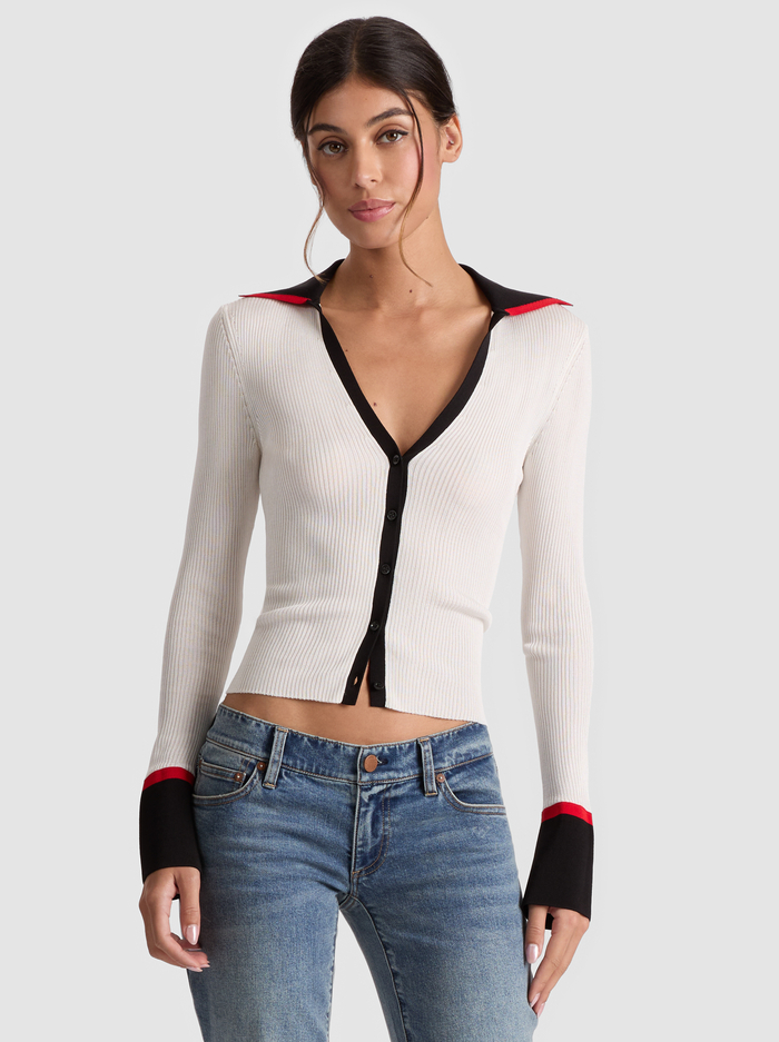 NEALIE CARDIGAN - SOFT WHITE/MULTI - Alice And Olivia