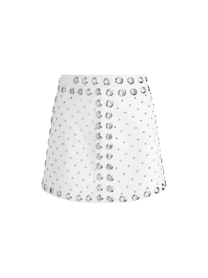 RILEY A-LINE EMBELLISHED LEATHER SKIRT - WHITE/SILVER image 5 - Alice And Olivia