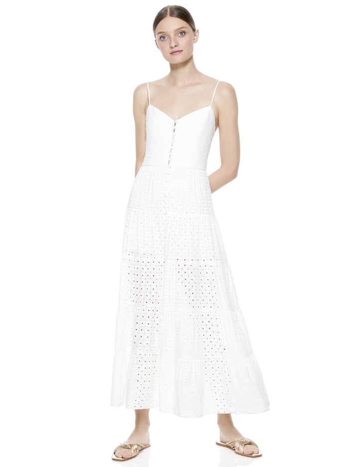 SHANTI BUTTON FRONT MAXI DRESS - OFF WHITE image 1 - Alice And Olivia