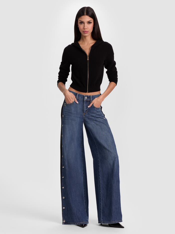 DOLLIE CARDIGAN ZIP HOODIE - BLACK image 4 - ALICE + OLIVIA