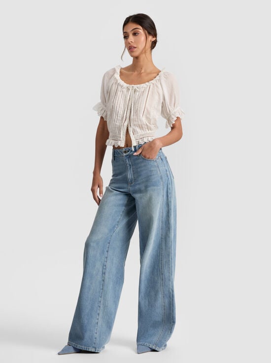 OFF WHITE-MCLAINE PUFF SLEEVE BLOUSE