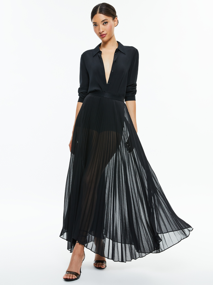 KATZ PLEATED MAXI SKIRT - BLACK image 1 - Alice And Olivia