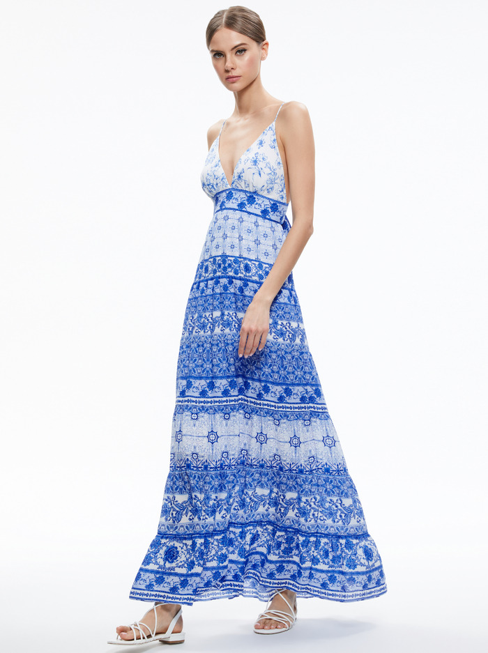 KAROLINA TIE BACK MAXI DRESS - GREEK TILE image 4 - Alice And Olivia