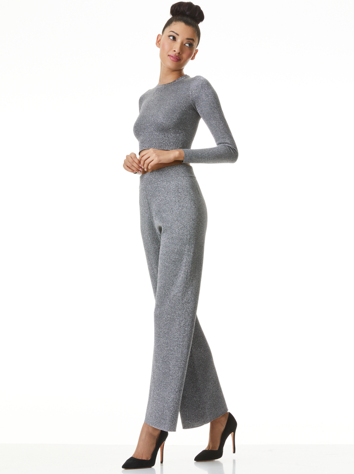 CHARLIZE METALLIC WIDE LEG PANT - SILVER METALLIC image 4 - ALICE + OLIVIA