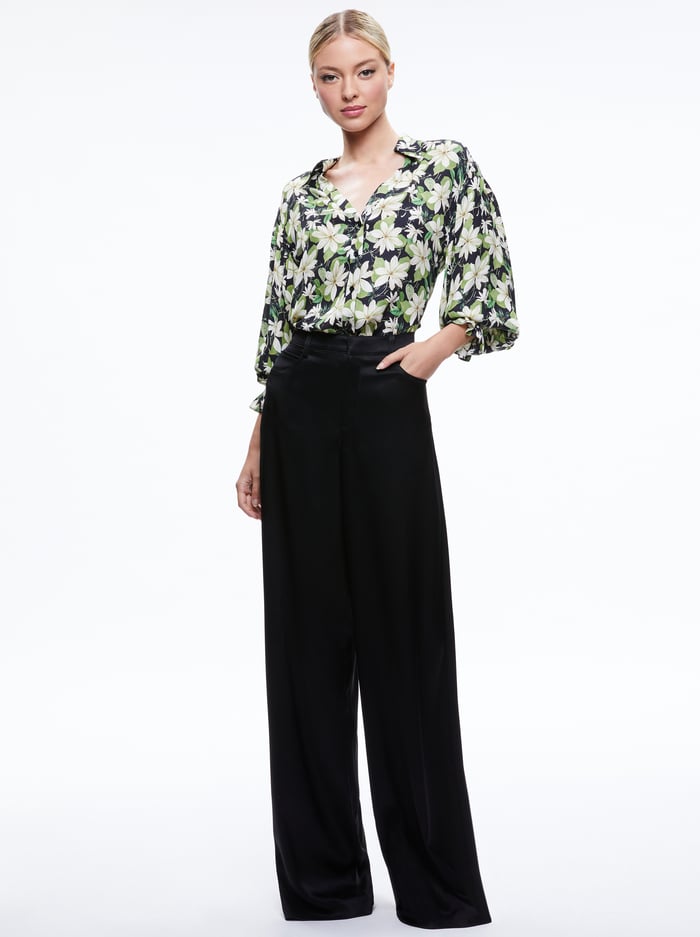 JULIUS COLLARED BLOUSE - MOONLIGHT FLORAL LARGE image 4 - Alice And Olivia