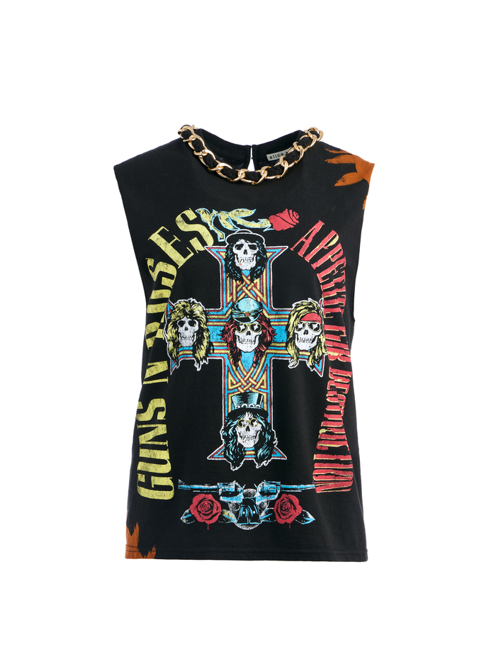 MILLER CHAIN NECK BOYFRIEND TEE - BLACK/MULTI image 5 - Alice And Olivia