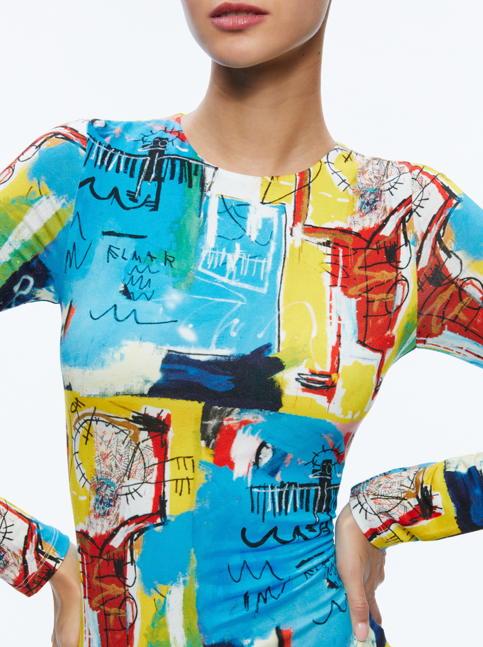 A+O X BASQUIAT DELORA MINI DRESS - UNTITLED image 3 - Alice And Olivia