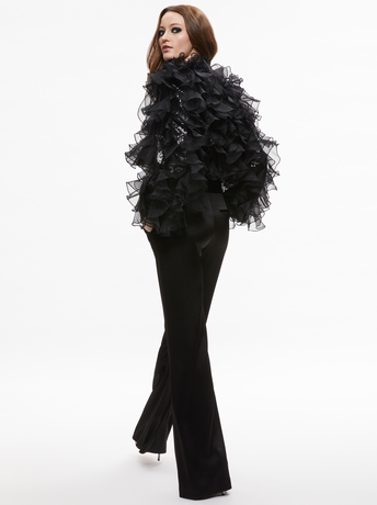 BLACK-BRITTON RUFFLED CROPPED JACKET