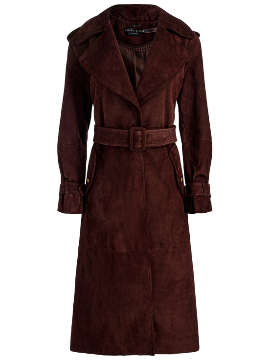DARK CHOCOLATE-NEVADA SUEDE TRENCH COAT