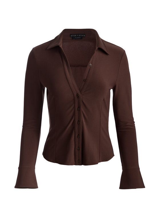 DARK CHOCOLATE-FREYA BUTTON DOWN TOP