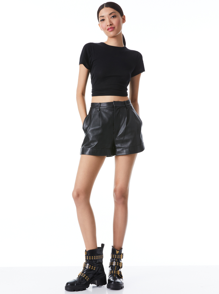 CINDY CLASSIC CROPPED TEE - BLACK image 4 - Alice And Olivia