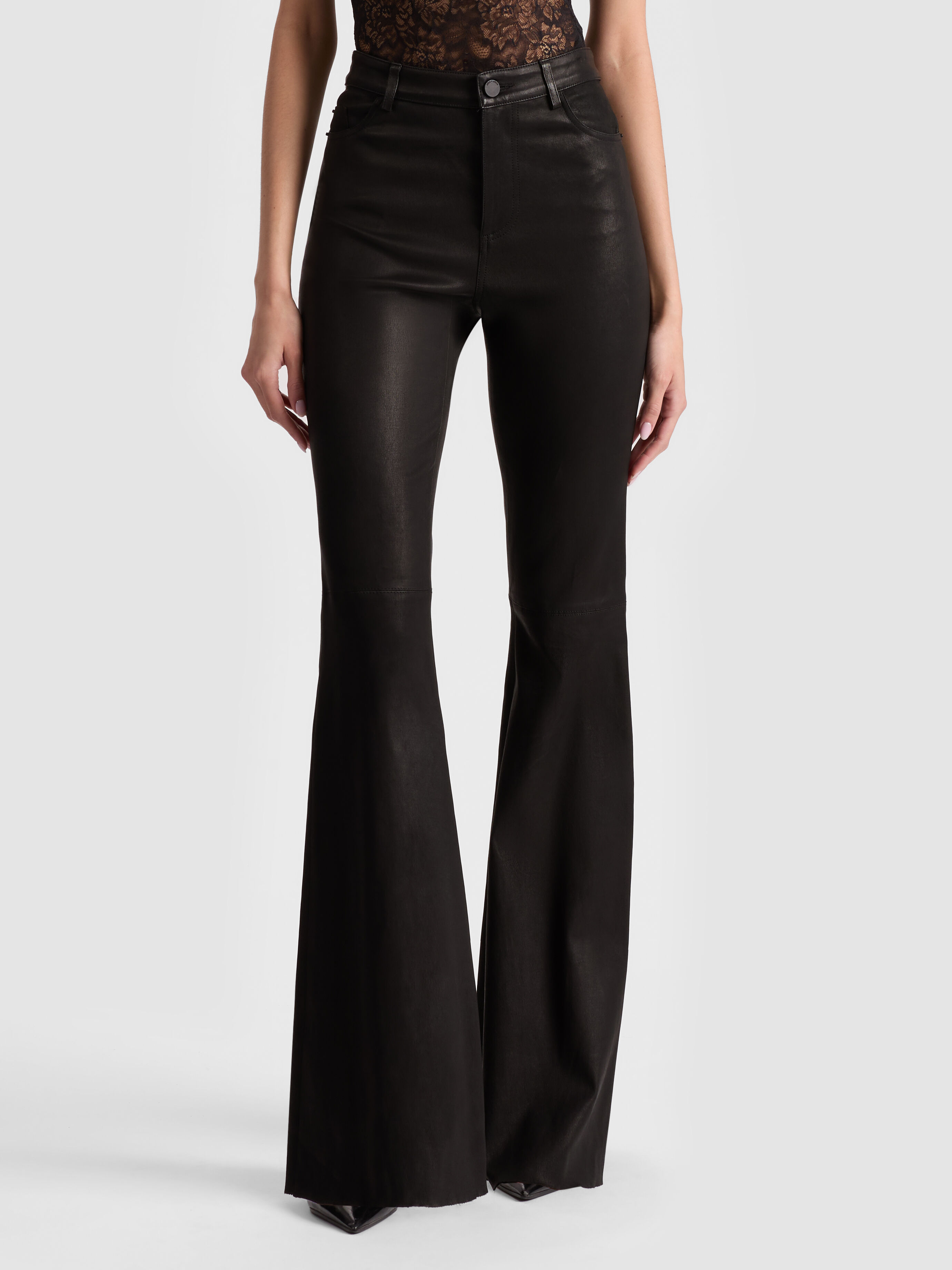 BRENT LEATHER BELL PANT in BLACK | ALICE + OLIVIA