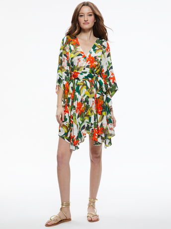TROPICAL SUNRISE OFF WHITE-MARVA BELTED MINI DRESS