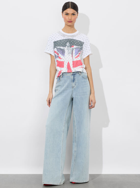 OFF WHITE MULTI-ALVERA EMBELLISHED TEE