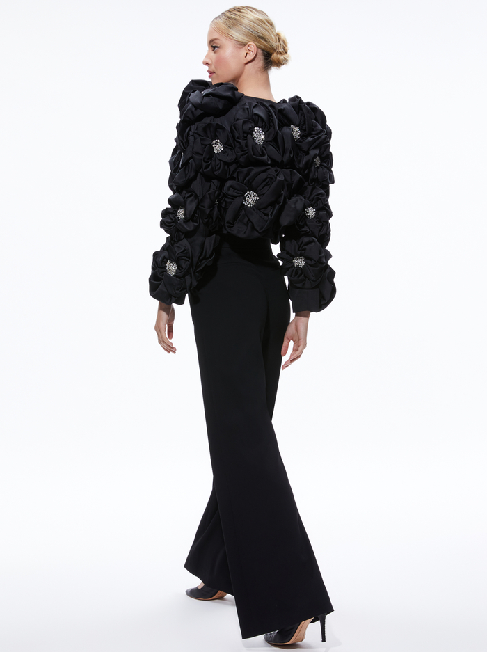 LORNA CROPPED FLORAL APPLIQUE JACKET - BLACK image 1 - Alice And Olivia
