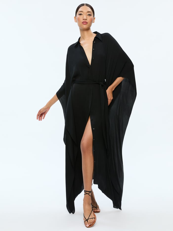 DEANNE MIDI SHIRTDRESS WITH BELT - BLACK image 3 - Alice And Olivia