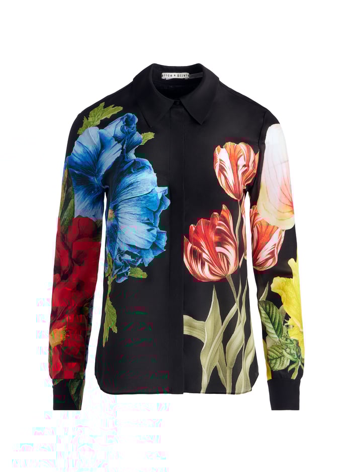 WILLA SILK BLOUSE - LE PARISIEN BLACK image 5 - Alice And Olivia