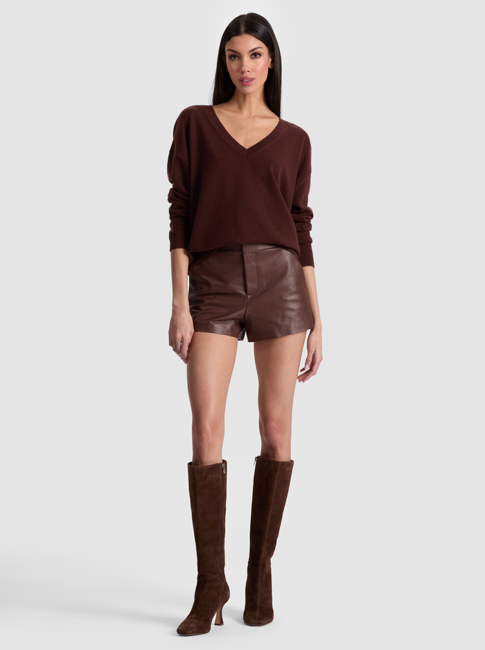 WILLIAMS CASHMERE PULLOVER - MOCHA image 1 - Alice And Olivia