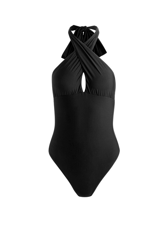BLACK-A+O X PQ SWIM CROSS FRONT ONE PIECE