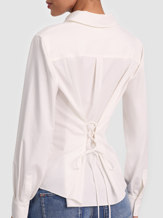 OFF WHITE-AMELIA BUTTON DOWN WITH LACE UP BACK