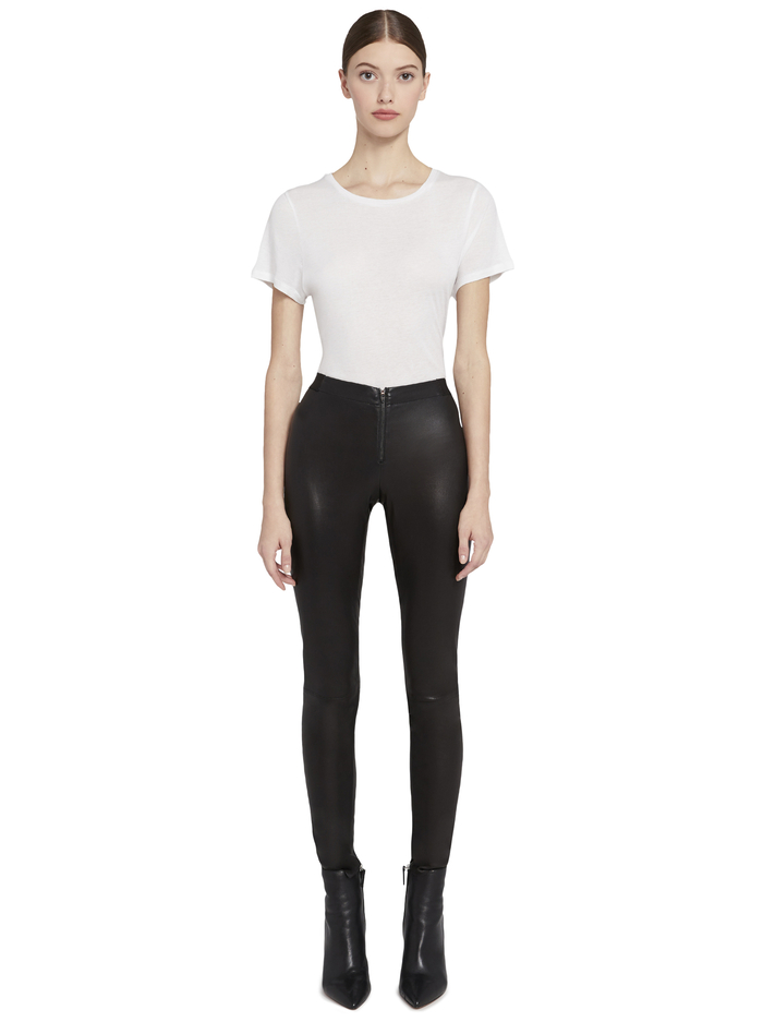 FRONT ZIP LEATHER LEGGING - BLACK image 2 - Alice And Olivia