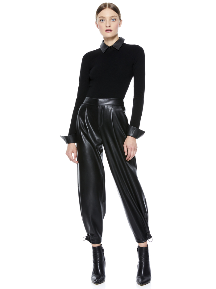 DORY PULLOVER WITH REMOVABLE COLLAR - BLK/BLK image 2 - Alice And Olivia