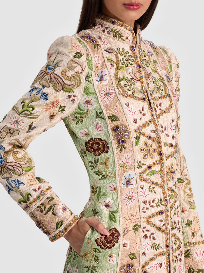 THOMAS EMBELLISHED COAT - CHAMPAGNE/MULTI image 4 - ALICE + OLIVIA