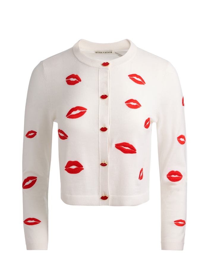 DARODA LIP CARDIGAN - SOFT WHITE MULTI image 6 - ALICE + OLIVIA