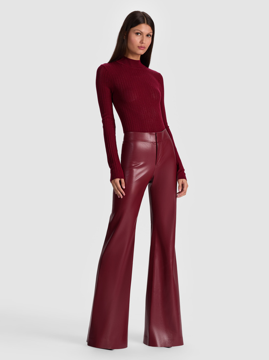 OXBLOOD-LANIE POINTELLE PULLOVER