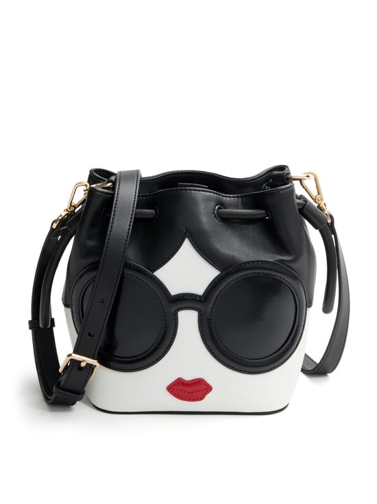 BLACK/OFF WHITE MULTI-STACEFACE BUCKET BAG