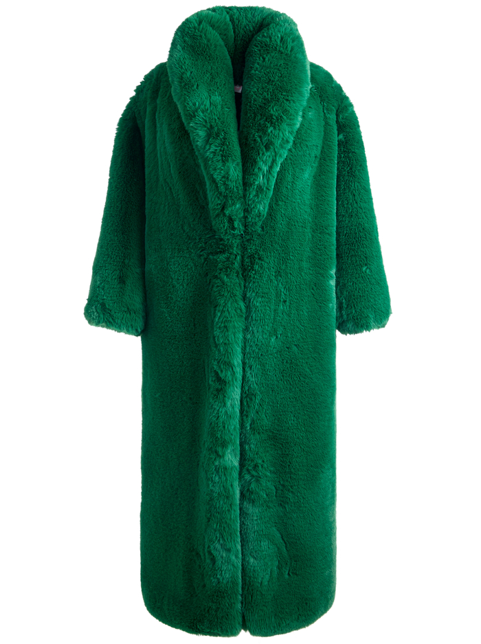 YETTA FAUX FUR COAT - FOREST GREEN image 5 - Alice And Olivia